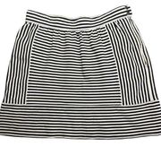 Madewell Swivel Ponte Stripe Pattern Straight/ Pencil Skirt Black White Size 0