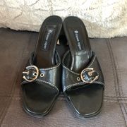 ETIENNE AIGNER Black Leather Open Sandals S9