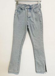 Blank NYC Denim The Lexington Button Fly Split Hem High Rise Jeans Blue Size 24