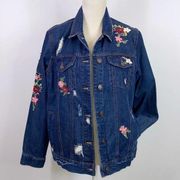 Wax jeans floral embroidered denim jacket size Small