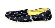 Womens TOMS Navy Blue & White Anchor Print Slip On Shoes Size 7.5 EUC