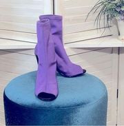 Call It Spring Emily in Paris style purple peep toe skinny heel ankle boots sz 7