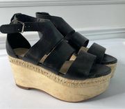 Loeffler Randall black leather Sasha Platform sandals size 7