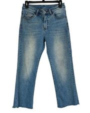 Dr. Denim SZ 27/26 Meadow Cropped Jeans Mid-Rise Pockets Frayed Hems Blue Womens