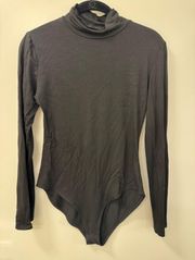 Collection Mock Turtleneck Black Long Sleeve Body Suit Large NWOT