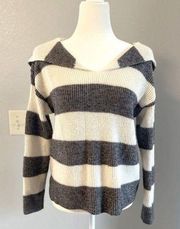 Vici Stripped hooded V Neck sweater  Size S