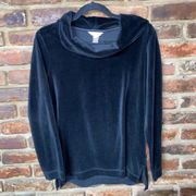 White Stag Black Velvet Cowl Neck Pullover Sweater Women's Size Medium 8-10