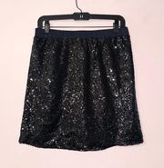 Black Sequin Elastic Waist Mini Skirt Size S NWT!