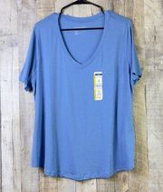 Terra & Sky 0X(14W) Blue Core V-Neck T-Shirt w/ Short Sleeves