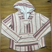 Wallflower Baja Stripe Brown Multicolored Long Sleeve Hoodie Top Size M