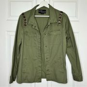 Ali & Kris Jeweled Snap Front Shirt * Olive Army Green * Large