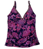 Tommy Bahama Jacobean Paisley Beaded V-Neck Tummy Control Tankini Bathing Suit