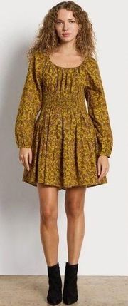 NWT Sam Edelman Lora Mini Floral Dress in Olive Oil Size L