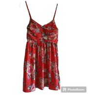 ROXY Y2K Orange Floral Surfer Zip Fit Flare Mini Dress Sundresses 