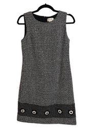 Molly Bracken Gray and Black Tweed Floral Sleeveless Dress