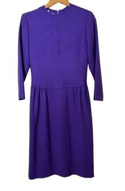 Carlisle Knee Length Long Sleeve Purple Wool Dress 2