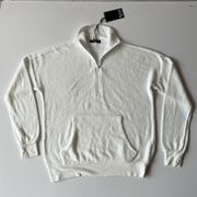 Michael Lauren Half Zip Pouch Pocket Soft Sweater in Off White Size XS