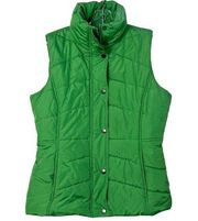 New York & Company Women's Lined Mock Neck Tapered FitPuffer Vest Green Size XS