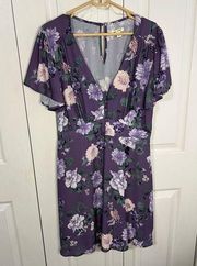 Miami Purple Lined floral mini dress size XL