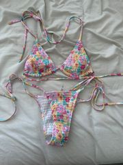 Floral Triangle Cut Out Bikini