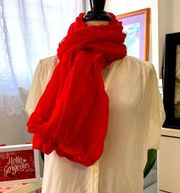 Eternity scarf. Naturally wrinkled. Solid bold red - what a stand out piece!
