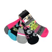 Star Wars The Mandalorian Baby Yoda No Show Socks, Pink, Gray, 5 Pair