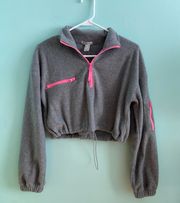 Forever 21 Grey Fleece Quarter Zip Cropped Top