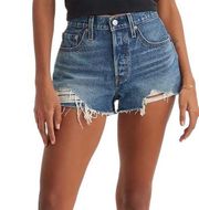 501 Original Fit High Rise Medium Wash Cut Off Jean Shorts Size 33 NWT