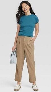 Women's High-Rise Relaxed Fit Tapered Ankle Trousers - A New Day Brown 14