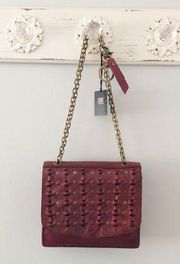 Jade Studded Cross Body Shoulder Bag Purse Brick Red NEW