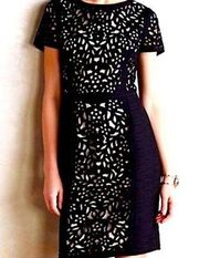 Maeve Anthropologie Black Laser Cut Basalt Sheath Dress Size 2