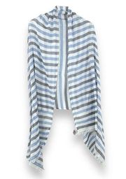 GAP blue white stripe oblong lightweight fringe scarf
