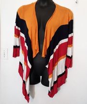 Roz and Ali striped knit waterfall cardigan