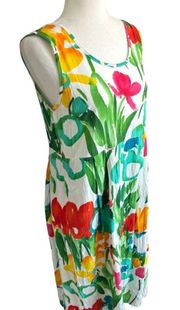 JAM'S WORLD COLORFUL FLORAL PRINT MIDI DRESS SMALL EUC