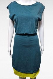 Matilda Jane Good Hart An Evening Date Teal & Lime Ruched Dress Size Medium