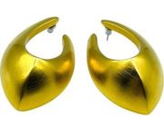 GIVENCHY Signed Vintage Brushed Satin Gold Plated Earrings for Pierced Ears Circ