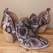 JEFFREY CAMPBELL Tan Gray Snake Leather Boho Western Cut-Out Ankle Boot 6.5M