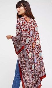 Magic Dance Border Print Kimono-red,‎ purple, orange and white-one size fits all