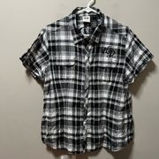 Harley Davidson Black Plaid Embroidered Snap Close Shirt size XL