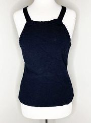 Milly Black Ruffle Hem Sweater Tank Large