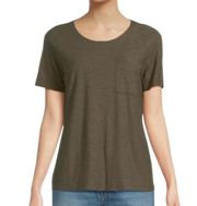 JAMES PERSE Cotton Modal Slub Jersey Crew Neck Pocket Tee Jungle Women's Medium