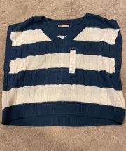 SO navy and white stripped cropped sweater