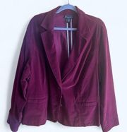 Lane Bryant Retro Burgundy button up ladies blazer, size 28 plus, velvet