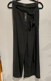 LULUS High Waist Pants Slacks- Wide Leg Black w/Tie NEW RET$58 Womens Large