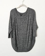 [Express] Marled Gray Knit Rounded Hem Oversized Scoop Neck Sweater Sz Medium M