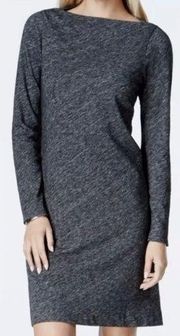 Eileen Fisher Wool Blend Gray Melange Boat Neck Shift Dress