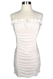 Do The Most White Ruched Mini Dress