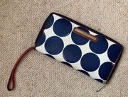 Brahmin Anywhere Americana Blue Polka Dot Zip Around XL Travel Wallet