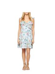 Womens Capri La Havana Floral Tiered Flutter Midi Dress Blue Size XS