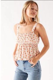 PacSun NWT  LA Heartsn Shirred Babydoll Floral Tank Top Size Medium